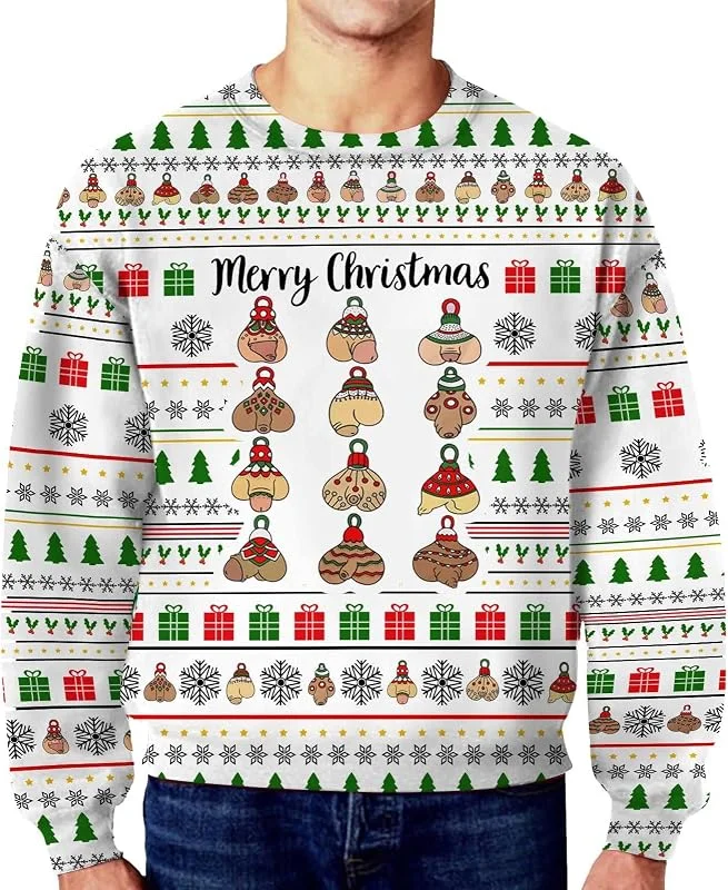 Generisch Invierno hombres invierno Navidad divertido feo sucio secreto casual cuello redondo suéter sin — Ropa Navidad