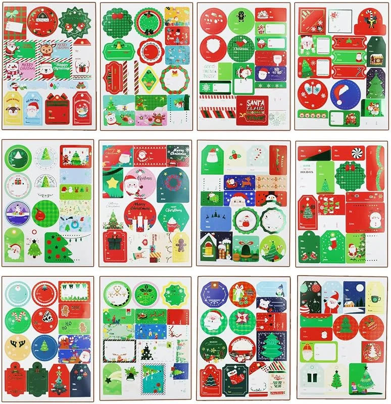 Andiker 177 etiquetas de regalo de Navidad, pegatinas de Navidad, autoadhesivas, pegatinas de nombre de Navidad con lámina dorada para regalos, tarjetas de felicitación y decoraciones navideñas — Envoltorio regalo