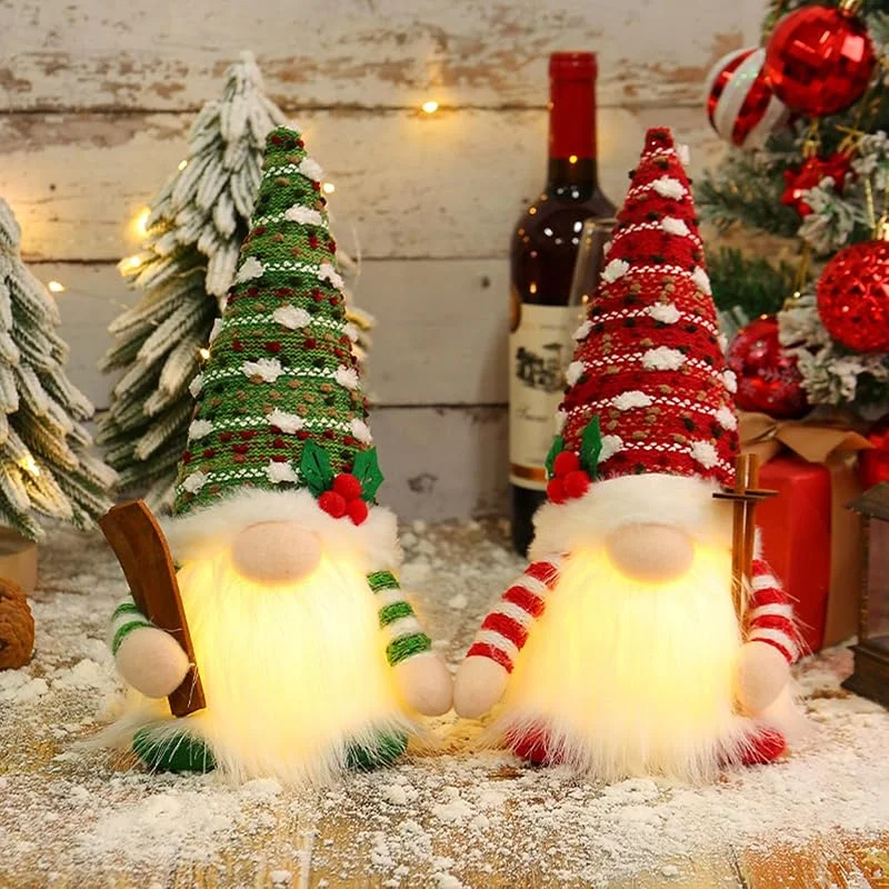 JEDWKFA 2 Piezas Gnomo Navidad, Gnomos Navideños con Luz, Gnomo Navideño de Peluche, Gnomos Navideños Decoraciones, Muñecos de Navidad, para Decoraciones de Mesa Navideñas — Decoracion Navidad