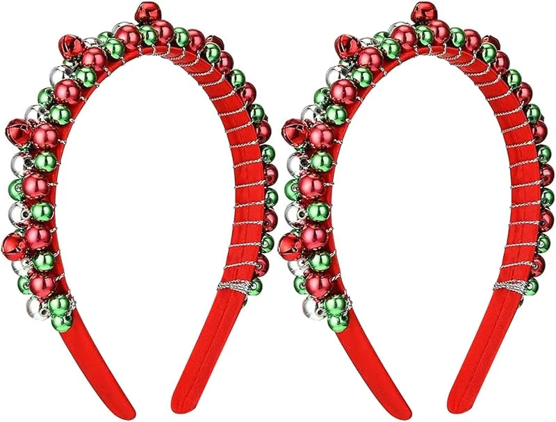 Xrten 2 Piezas Diademas Navideñas, Diadema de Campana, Diadema de Fiesta para Mujer, Accesorios para el Cabello Navidad — Ropa Navidad