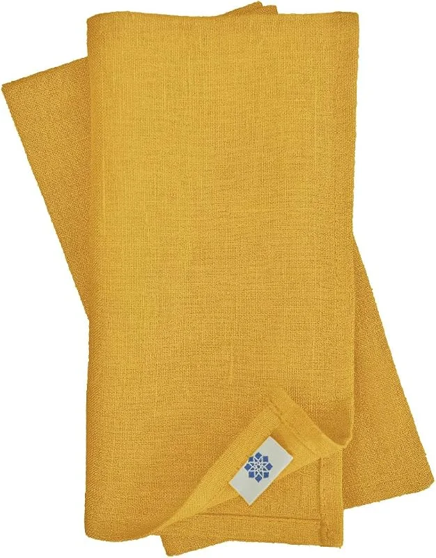 Linen & Cotton Set de 4 Servilletas de Tela Hygge - 100% Lino, Amarillo Mostaza (32 x 32 cm) Cuadradas Lavable para Hogar Cocina Comedor Mesa de Centro Cumpleaños Boda Navidad Eventos — Hogar y cocina