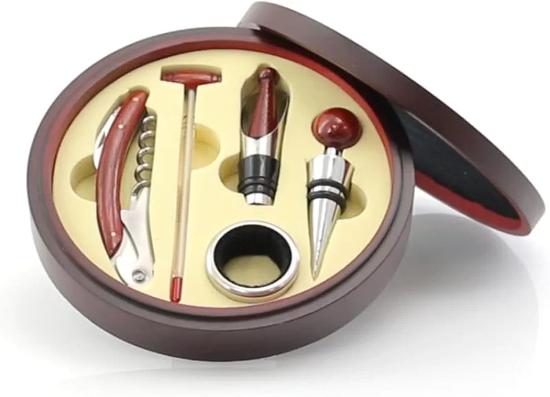 Genérico Set Sommelier de Accesorios de Vino en Caja de Madera — Vino y mesa festiva