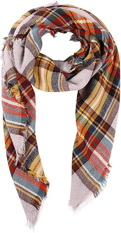 Boolavard Plaid Cashmere Feel Classic Soft Luxurious Winter Scarf Para Hombres Mujeres — Ropa Navidad