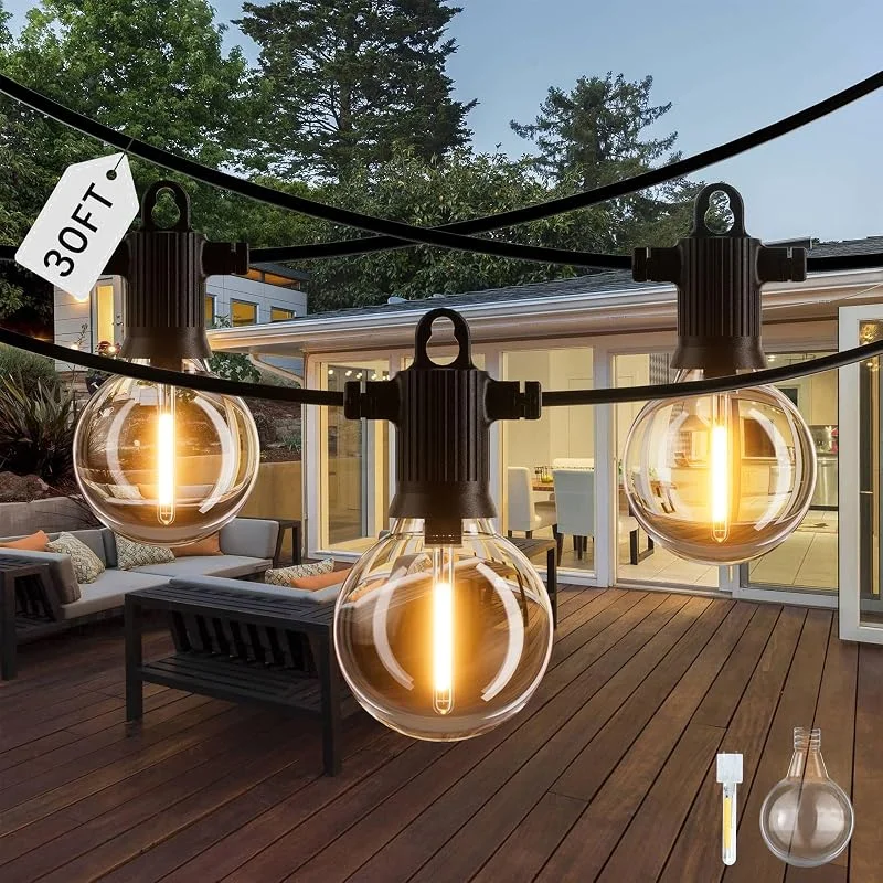 Visita la tienda de ZOTOYI ZOTOYI Guirnaldas Luces Exterior 30FT IP65 Impermeables con 10 Bombillas LED Indestructibles, Ecológicas y de Ahorro Energético, Adecuadas para cualquier Temporada, Perfectas para Jardín Fiestas — Luces Navidad