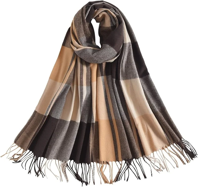 Baynetin Bufanda De Lana para Mujer, Manta De Abrigo Suave, Chal De Tartán De Pashmina, con Borla, Gruesa, Cálida, Suave, Grande, para Otoño e Invierno — Ropa Navidad