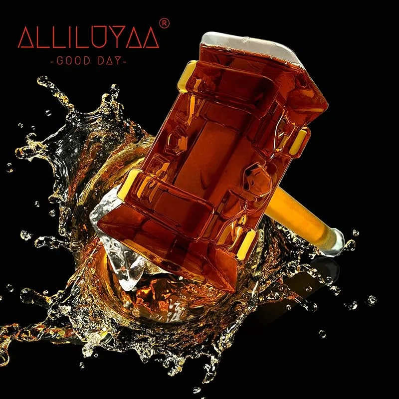 Visita la tienda de ALLILUYAA Botella de Whisky, Hammer Formado Decantador de Whisky, Vidrio de Borosilicato Decantador de Vino Tinto, Accesorios para Bar, Brandy, Vodka, Botella decantadora para Pub Family(400 ml) — Vino y mesa festiva
