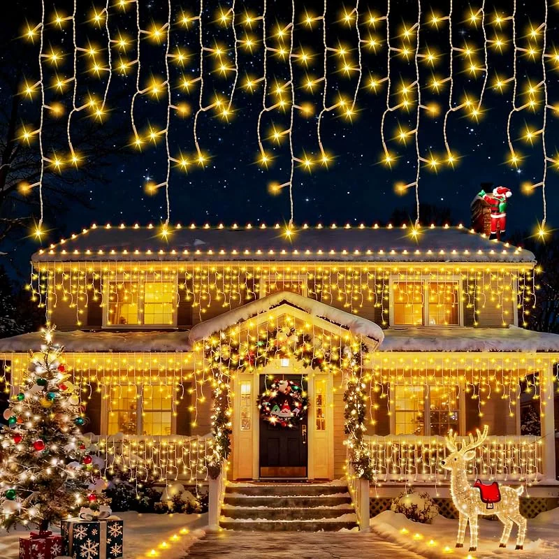 Buudala Cortina Luces Navidad Exterior, 6.4+5M 200LEDs, Luces Navidad Exterior con 8 Modos y Temporizador, IP65 Impermeable, Decoracion Natal para Fiesta, Boda, Festival, Balcon, Alero, escalera