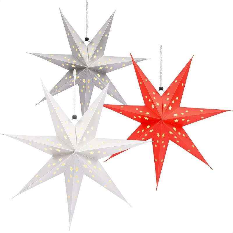 Visita la tienda de com-four com-four® 3 Estrellas Luminosas 3D LED 45 cm, Estrella navideña — Decoracion Navidad