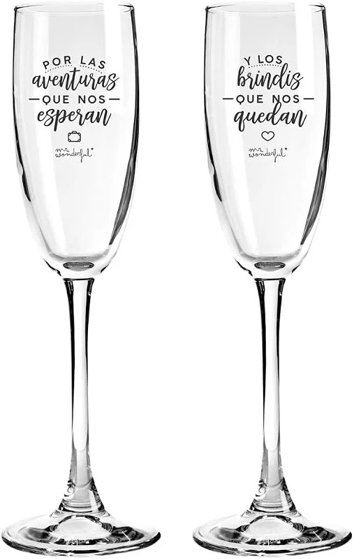 Visita la tienda de Mr. Wonderful Mr. Wonderful Dos copas de Vidrio para parejas que se quieren con locura, 170ml, Color Claro, 1 unidad — Vino y mesa festiva