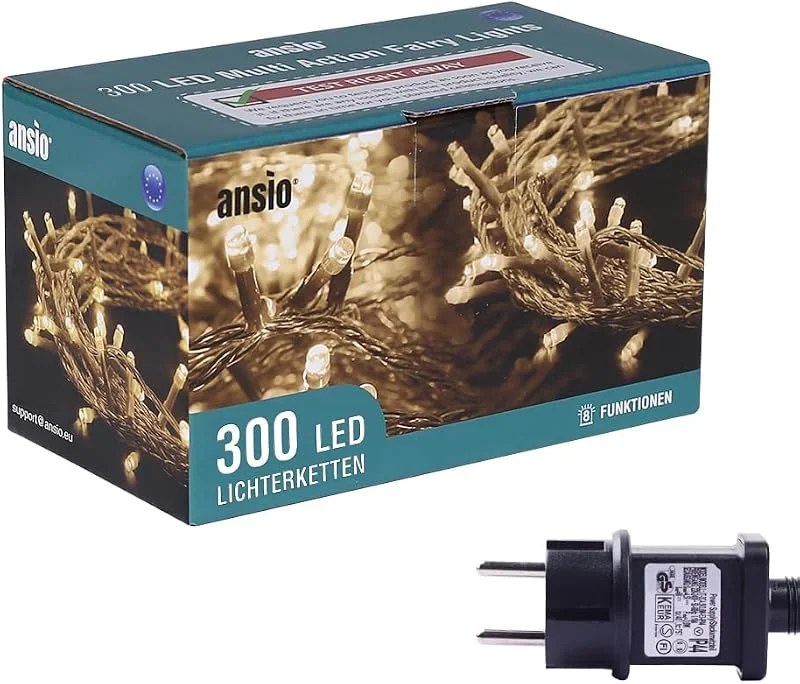 Visita la tienda de ANSIO ANSIO® Guirnalda Luces Navidad 30m 300 LED Blanco Cálido Exterior Interior
