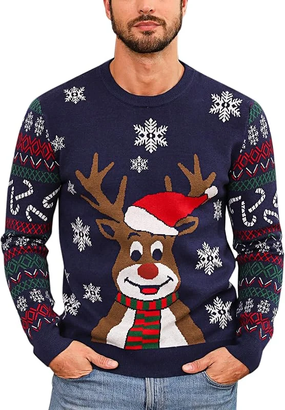 Visita la tienda de Marvmys Marvmys Jersey Navideño Hombre Punto Cuello Redondo L-XXL — Ropa Navidad