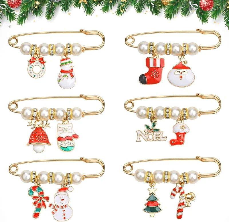 Visita la tienda de Kiiwah Kiiwah 6 Piezas Broches de Navidad Metal, Pins Navidad, Complementos Navideños Accesorios para Fiesta Adultos Niños (Oro) — Ropa Navidad