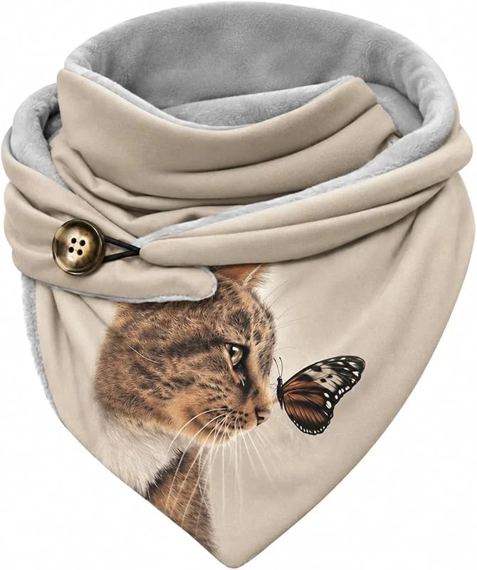Hiseng Otoño Invierno Bufandas Mujer Moda Animal Impresión Shawls Caliente Cuello Alto Bufanda Pañuelos de Acogedor Chal Cálido Abrigo Grandes y Largas para Mujer — Ropa Navidad
