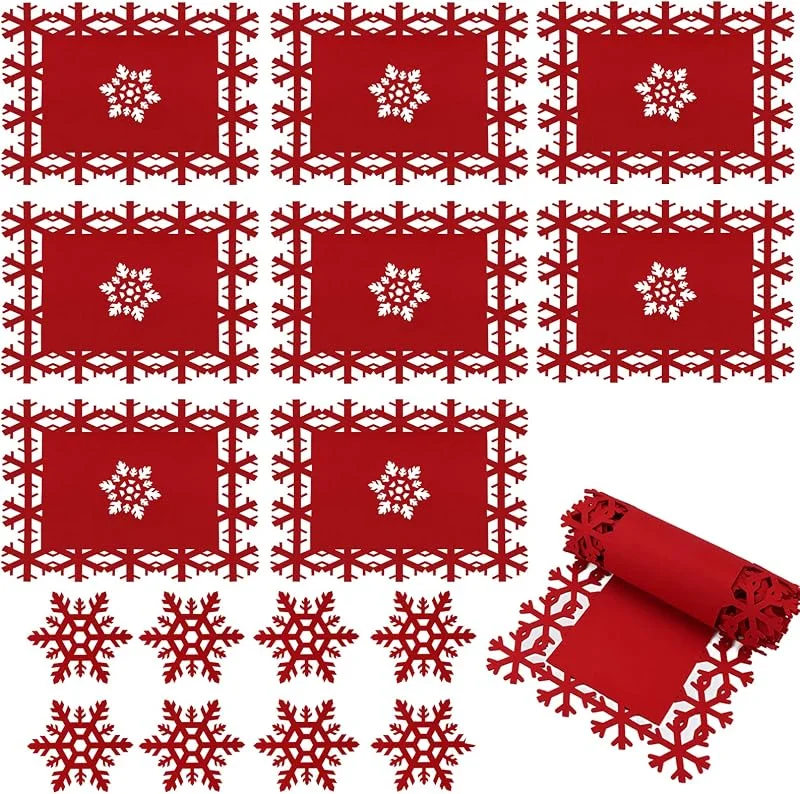Visita la tienda de EBANKU Juego de 17 Manteles Individuales y Posavasos Navideños, EBANKU Resistente al Calor, árbol de Navidad, Manteles Individuales Resistentes al Calor para Navidad, Año Nuevo, Decoraciones de Mesa — Hogar y cocina