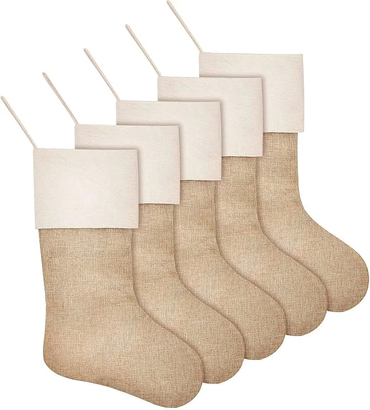 Savita 5 Piezas Calcetines de Lona Navideños - 40, 64 cm Decoraciones Navideñas para Chimenea, Medias Navideñas Utilizadas para Contener Regalos, Dulces, Bocadillos, Manualidades de Bricolaje — Decoracion Navidad