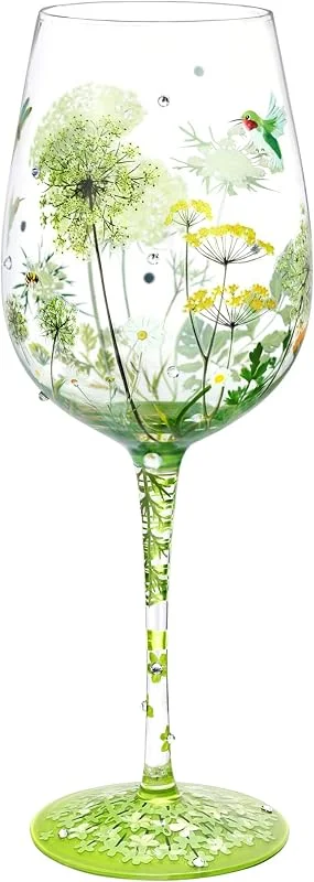 Visita la tienda de NymphFable NymphFable Copa de Vino Pintada a Mano Flor Pájaro Libélula Copa de Vino Tinto 15oz Regalo para Familia o Amigo — Vino y mesa festiva