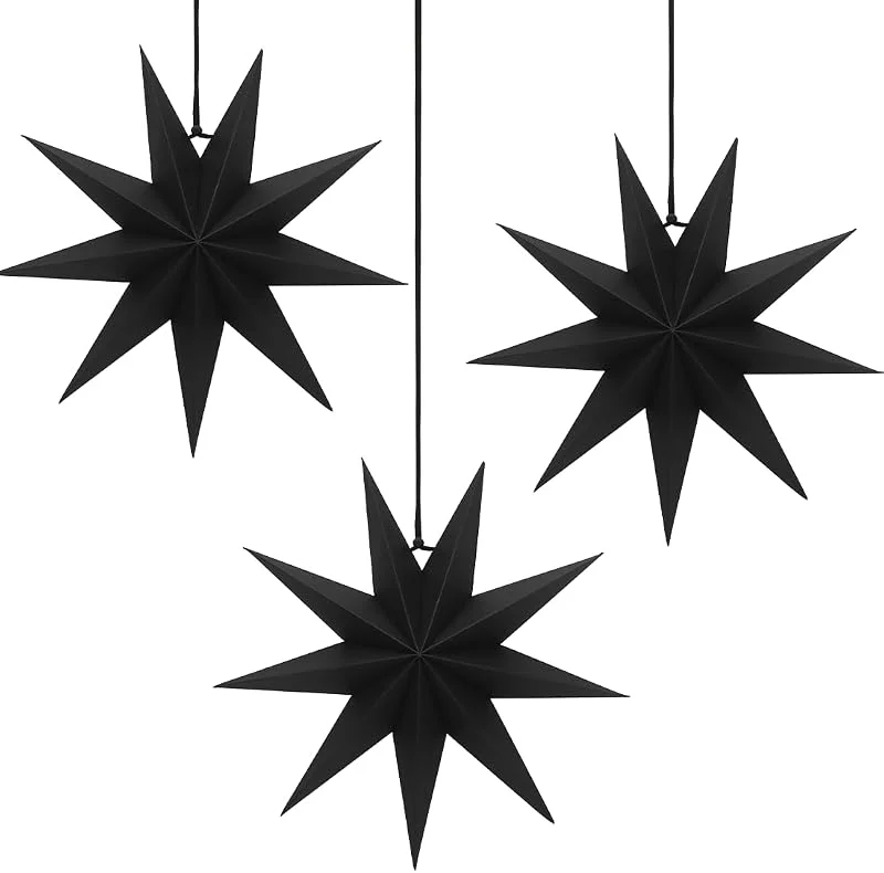 Capaneus 3 Piezas Estrella de Navidad de Papel, 30 cm, Plegables Ahuecan Colgantes Linternas, Decoración de Ventana, Estrellas Plegables para Decorativas de Fiesta de Navidad — Decoracion Navidad