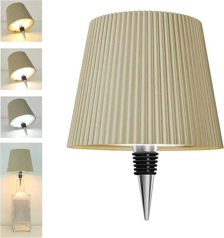 Visita la tienda de Beaeet Beaeet lámpara botella LED Beige claro, recargable USB-C, sin cable, IP54, 3 tonos regulables, para botella de vidrio, mesa, balcón, terraza, camping, fiesta — Cena a la luz de velas