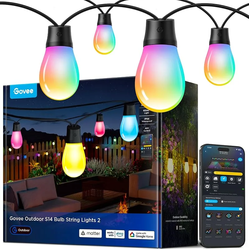 Visita la tienda de Govee Govee Guirnalda Luces Exterior 15M, RGBICW 65lm pro LED, App Control, IP66 — Luces Navidad