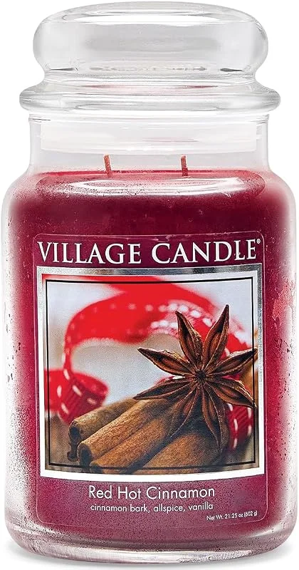 Village Candle 26 oz Vela aromática en Tarro de Cristal, Rojo, Large (26 oz) — Cena a la luz de velas