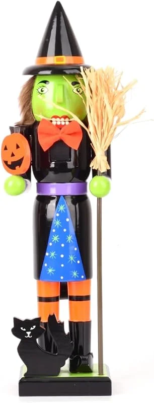 Bemonew Cascanueces de Halloween Figuras de Cascanueces de Bruja Halloween Verde 14.96 Pulgadas — Decoracion Navidad