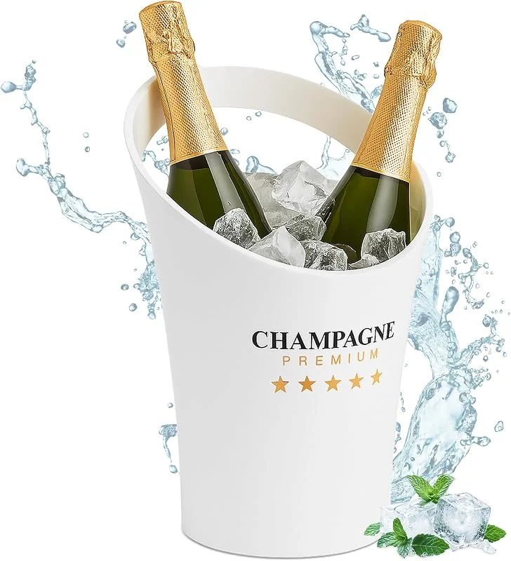 Visita la tienda de Relaxdays Relaxdays Cubitera para Botellas, Enfriador 2 Bebidas, Champanera, Champán, Cava, Vino, 29, 5 x 21, 5 x 23, 5 cm, Blanco — Vino y mesa festiva