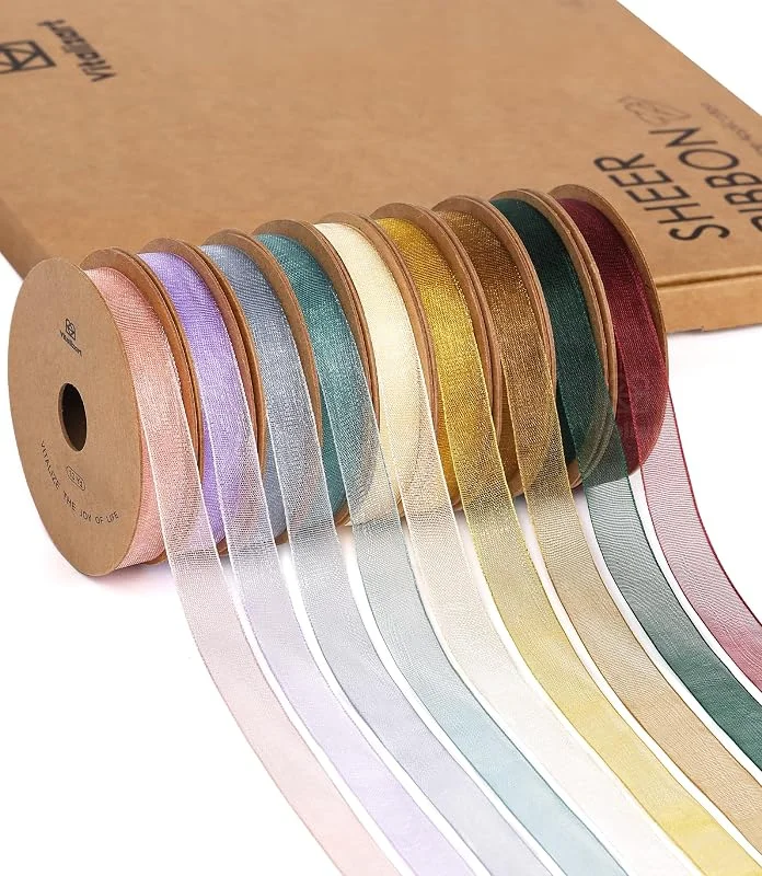 Visita la tienda de Vitalizart Vitalizart Cinta de Organza Colores Claros 0, 9 cm x 82, 3 m 9 Rollos x 9, 1 m — Envoltorio regalo