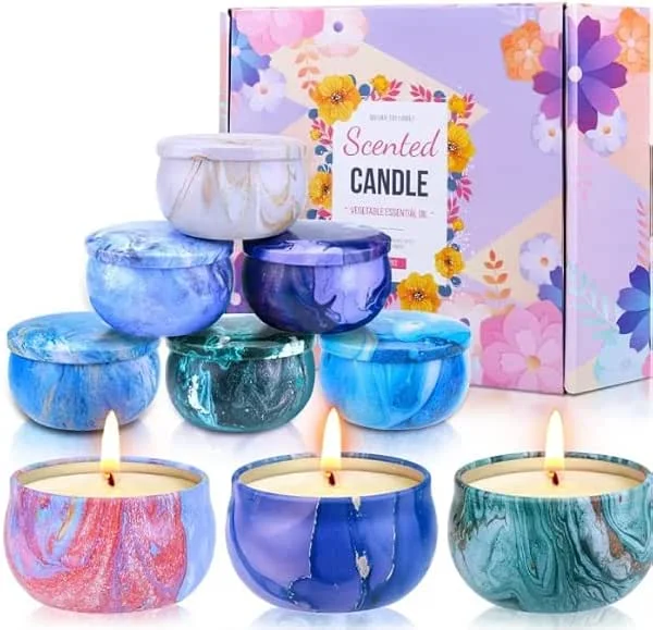 Aottom Velas Perfumadas, 9pcs Velas Aromáticas 100% Natural Cera de Soja Juegos de Velas 15-25 Horas de Quema Vela Decorativa Regalos para Cumpleaños, Aniversario, San Valentín, Navidad para Mujer — Cena a la luz de velas