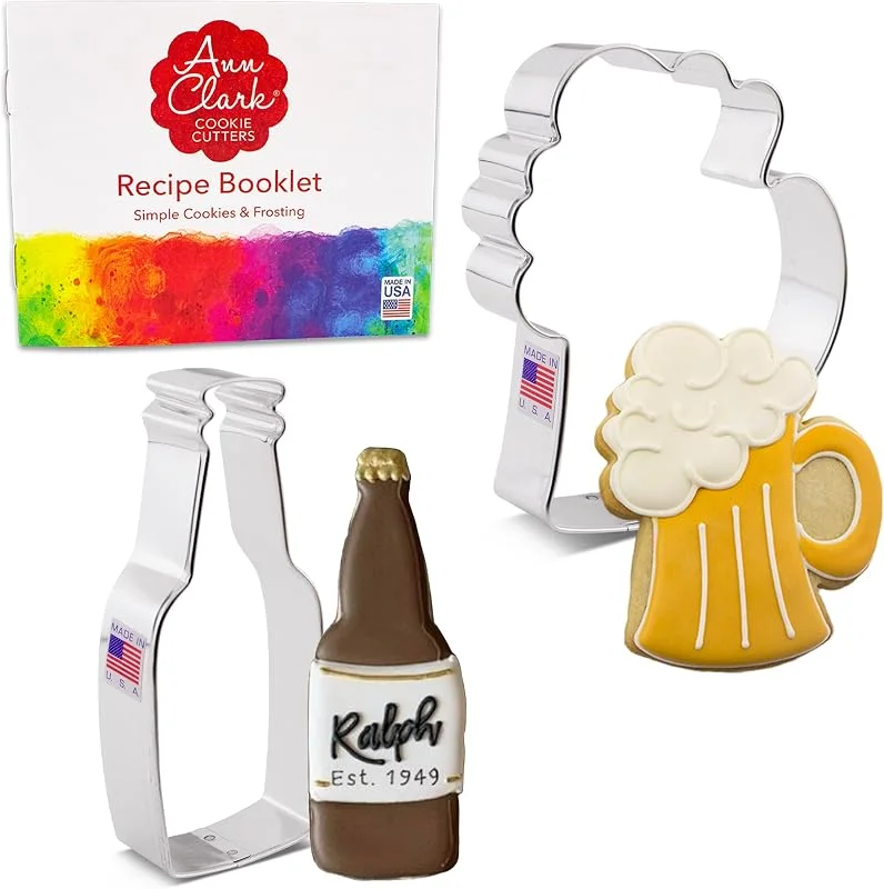 Visita la tienda de Ann Clark Cookie Cutters Ann Clark - Juego de 2 cortadores de galletas de cóctel (botella de cerveza, refresco, taza de cerveza, Stein), fabricado en Estados Unidos — Hogar y cocina