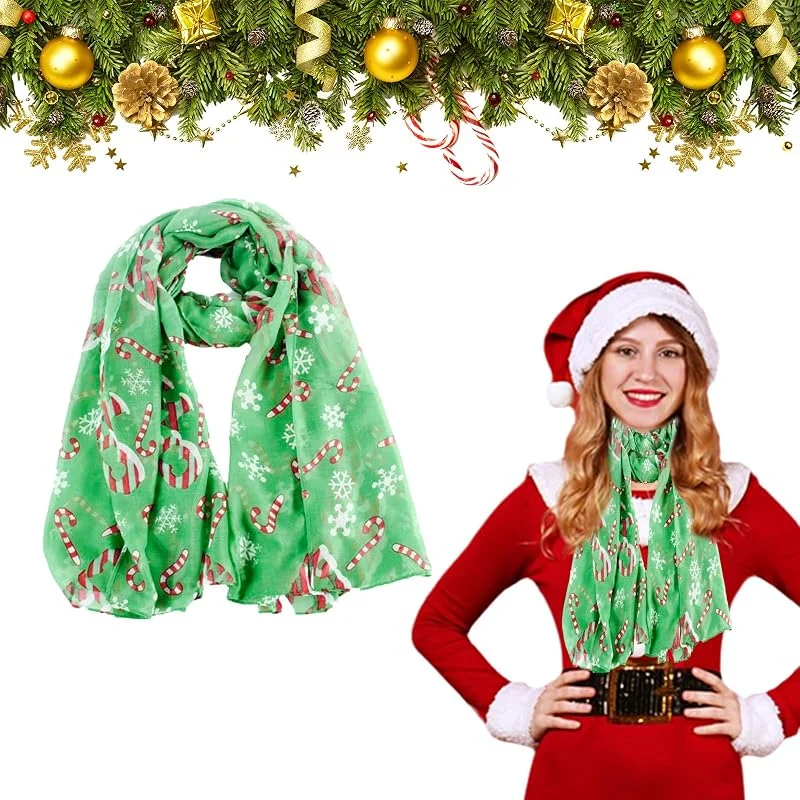 Embhlitfe Bufanda de Navidad, bufanda de seda de Navidad para mujer, bufanda de satén sedoso para el cuello, bufanda de satén sedoso para mujer, bufanda de pelo para mujer, regalo de fiesta de Navidad — Ropa Navidad