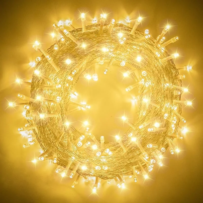 Visita la tienda de Elegear Elegear 100M 500 LED Guirnalda Luces Exterior con Enchufe, Luz de Hadas, Impermeable Guirnalda Luminosas Decoracion con 8 Modos para Nata Jardín Boda Fiesta Casa Árbol y Interior, Blanco Cálido — Luces Navidad