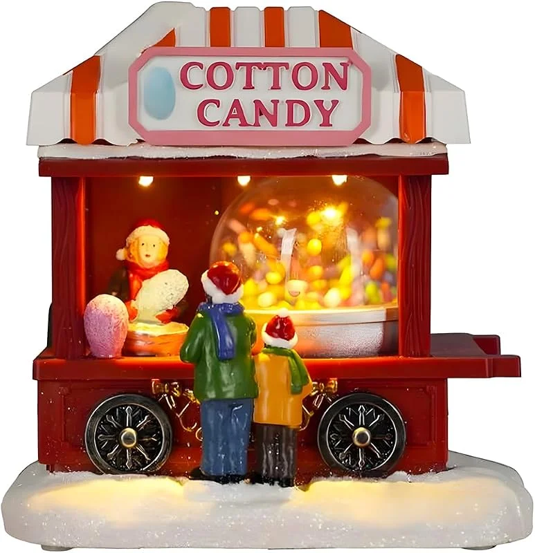 Avilia Tienda navideña de dulces animada con luces LED – Pueblo navideño – Ideal como decoración para la casa durante las fiestas navideñas – Fabricada con materiales resistentes – 14 x 15 x 10 cm — Decoracion Navidad