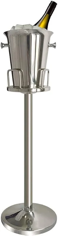 PLDDY Cubo de hielo con soporte de acero inoxidable 201, cubo de hielo con soporte, recipiente para cubitos de hielo, enfriador chiller con asa de transporte para vino, champán, cerveza, KTV, clubes, bares — Vino y mesa festiva