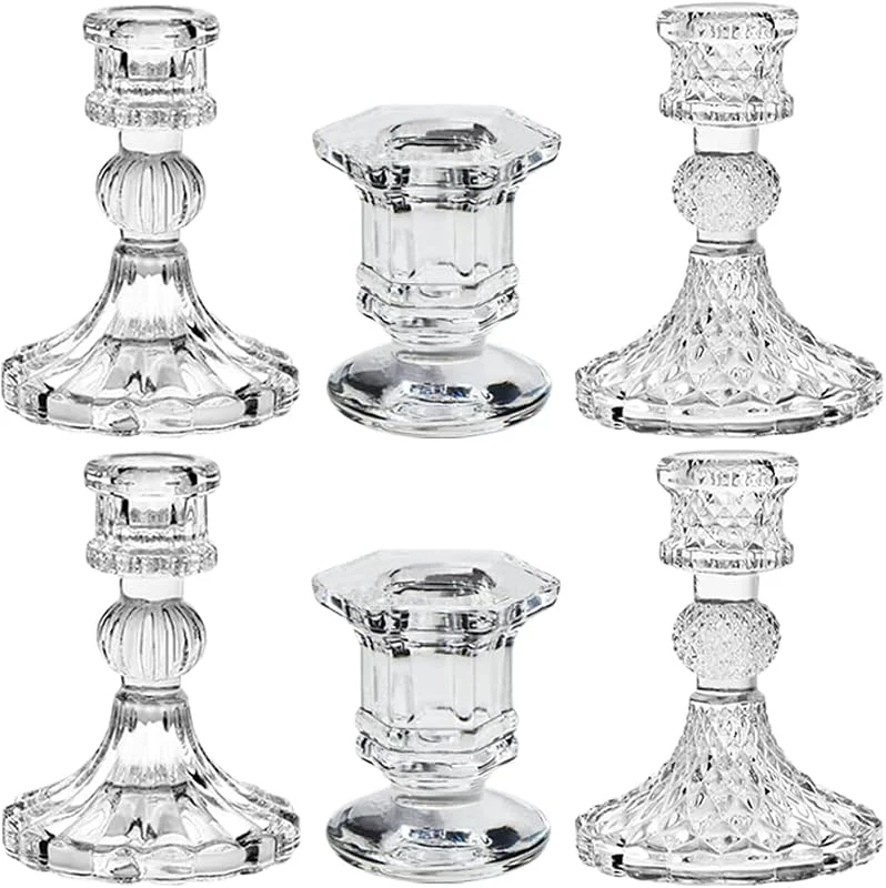 TINMIX Juego de 6 portavelas de cristal, portavelas cónicos para bodas, festivales, Navidad, fiestas, decoración de San Valentín, centros de mesa — Adviento y mesa