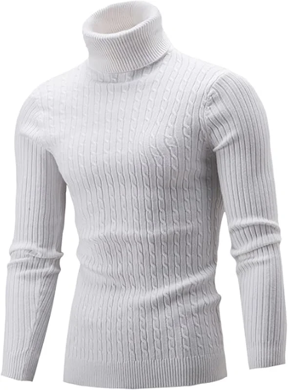 Visita la tienda de AIDEAONE AIDEAONE Suéter de Cuello Alto para Hombre Sudadera de Punto cálida y Ajustada básica — Ropa Navidad
