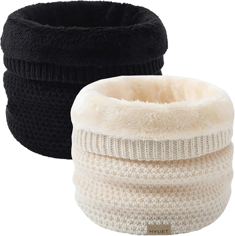 HYUET Bufanda Circular de Punto Grueso Calentador de Cuello Suave Forro Polar Bufanda Térmica Tubo para Cuello Esquiar Motocicleta Bicicleta Senderismo Hombres Mujeres Invierno — Ropa Navidad