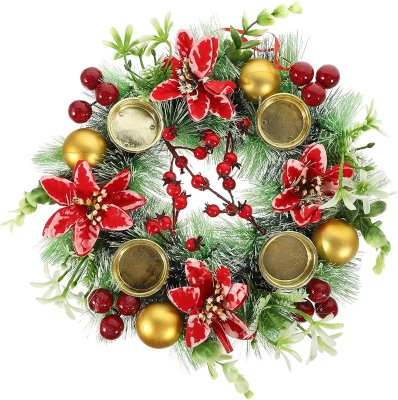 HOMSFOU Decoración Navideña De Adviento De Navidad Portavelas Soporte De Vela De Adviento De para El Hogar Iglesia Decoración De Centro De Mesa De Navidad Fiesta — Decoracion Navidad