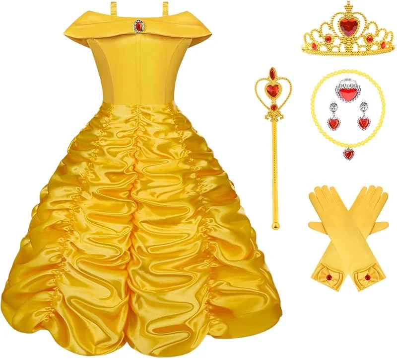 Vicloon Vestido de Princesa, Disfraz Princesa Niña con Accesorios, Niña Coronación Vestido, Disfraz y Accesorios para Fiesta Cosplay, Navidad — Ropa Navidad