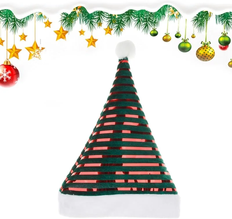 Genérico Gorros De Papá Noel Para Adultos A Rayas de Terciopelo Suave Tocados — Ropa Navidad