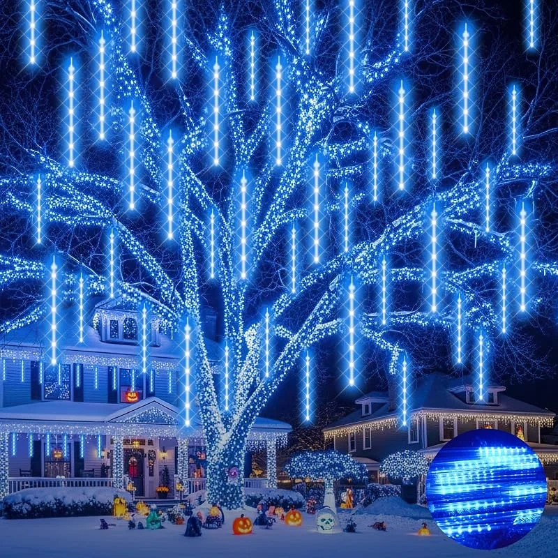 Ehomfory Luces Exterior Navidad Lluvia, 540 LED 15 Tubos 30 CM, Cortina Luces Navidad Exterior Cascada, Impermeable IP65, Luzes Natal Exterior para Árbol de Navidad Jardín Patio Bodas Fiesta