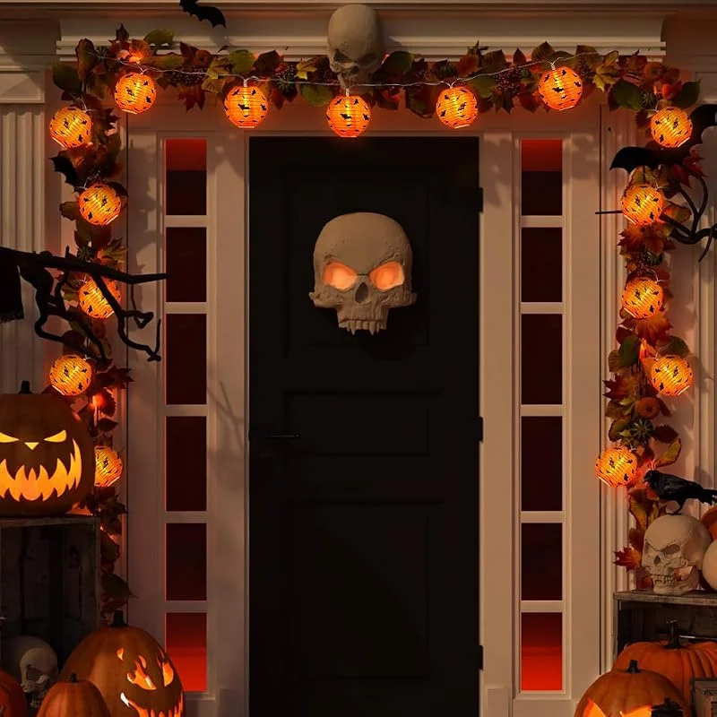 Bseical Guirnalda de Luces Halloween 4M Exterior, 20 LED Calabasas y Murciélagos, Decoración con Luz para Interior y Exterior, Pilas, Jardín, Valla y Fiestas — Luces Navidad