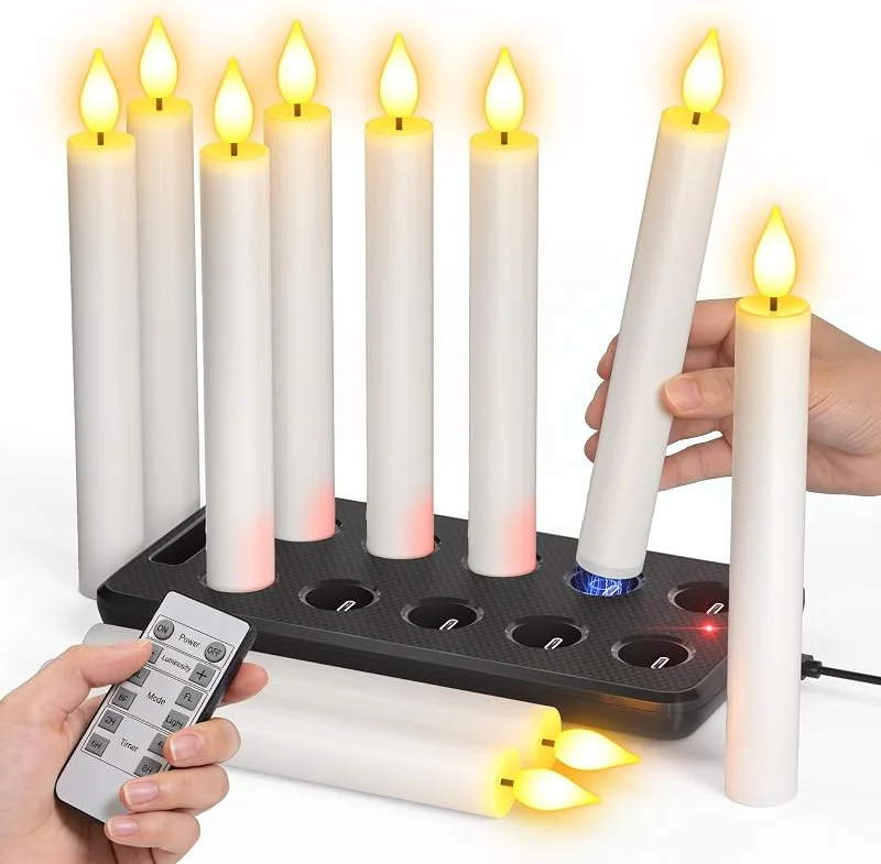 Visita la tienda de SoulBay SoulBay 10 piezas Velas LED Efecto Llama Recargables USB, 17 cm Velas Luces LED con Control Remoto y Temporizador, Decorativas Velas Eléctricas para Cuadros Salon Hogar Decoracion Halloween Navidad — Cena a la luz de velas
