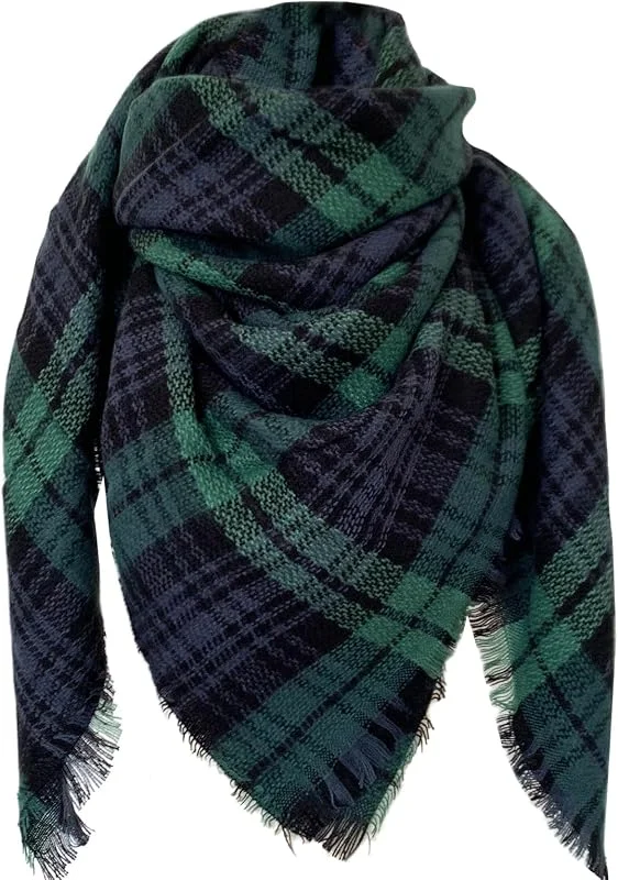 DELEY Retro Bufanda de Tartán a Cuadros de la tela Pañuelo Chal Mantón — Ropa Navidad