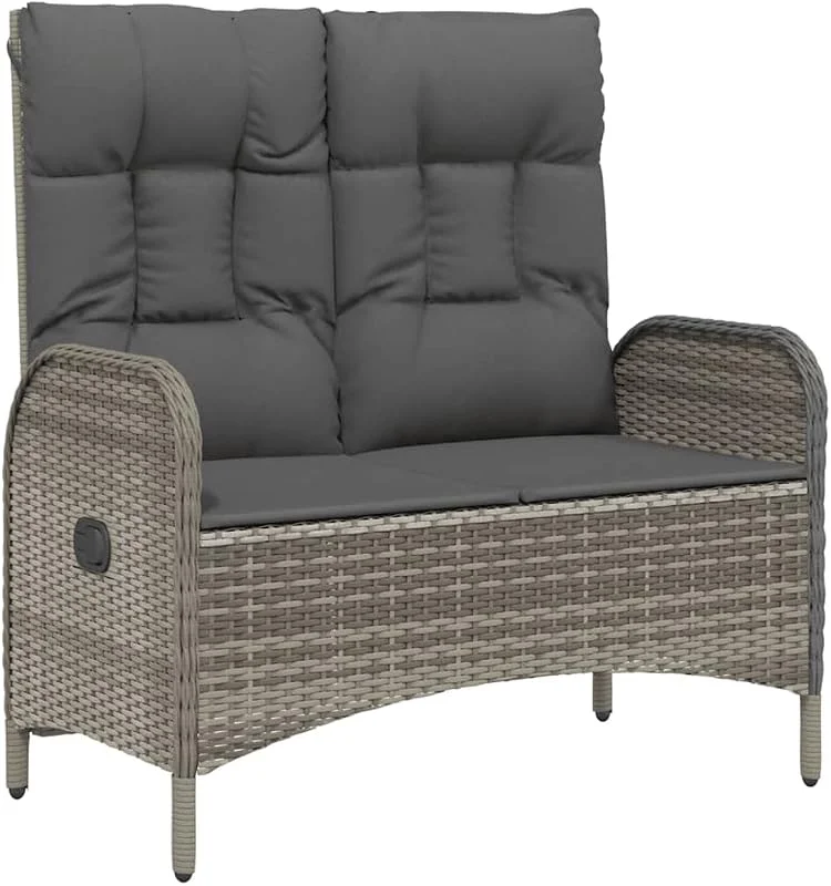 Visita la tienda de vidaXL vidaXL Banco de jardín reclinable con Cojines ratán PE Gris 107 cm — Luces Navidad