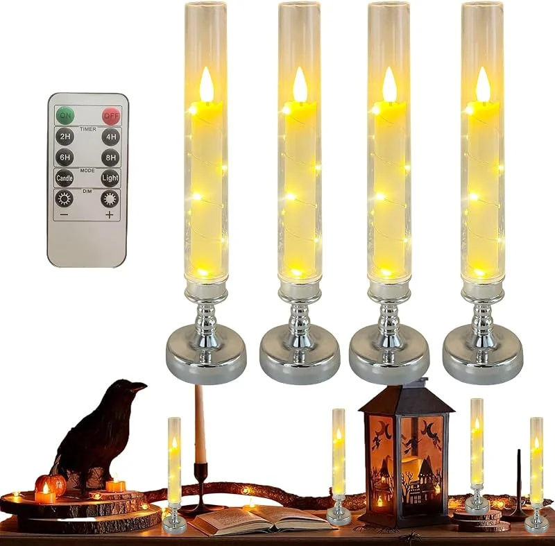 Uhngw Velas a Pilas De Mesa Romántico Para Decoración Del Hogar — Cena a la luz de velas