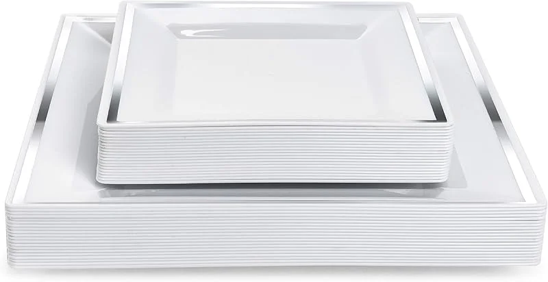 Visita la tienda de MATANA MATANA 40 Platos de Plástico Cuadrados Blancos Premium con Borde Plateado - 2 Tamaños: 24cm y 16cm - Elegantes, Reutilizables y Resistentes - Bodas, Cumpleaños, Navidad, Fiestas — Adviento y mesa