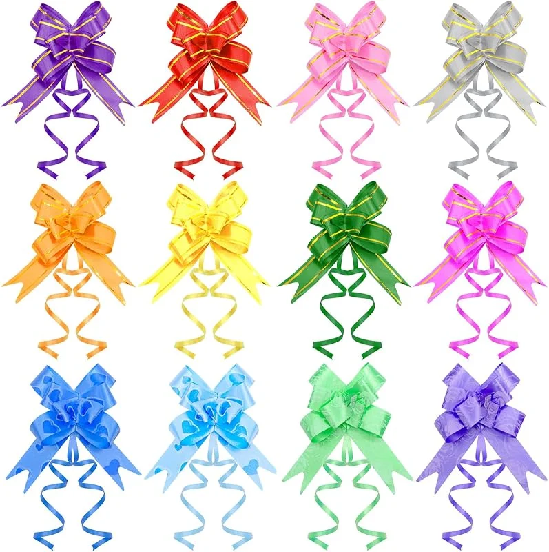 Cisolen 120 Piezas Lazos De Regalo Dibujar Cinta Para Botellas De Vino Cumpleaños Regalo Cesta Flores Fiesta Boda Navidad Decoración — Envoltorio regalo