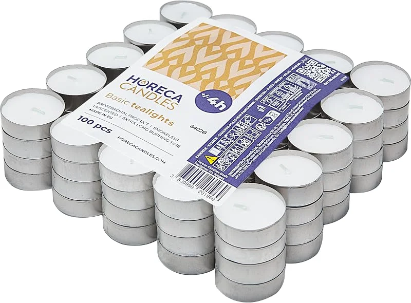 Horeca Candles - Velas de té Blancas - 4 Horas de Duración - 00 Unidades - Candelitas Decorativas Sin Perfume - Para Boda, Relajación, Cumpleaños — Cena a la luz de velas