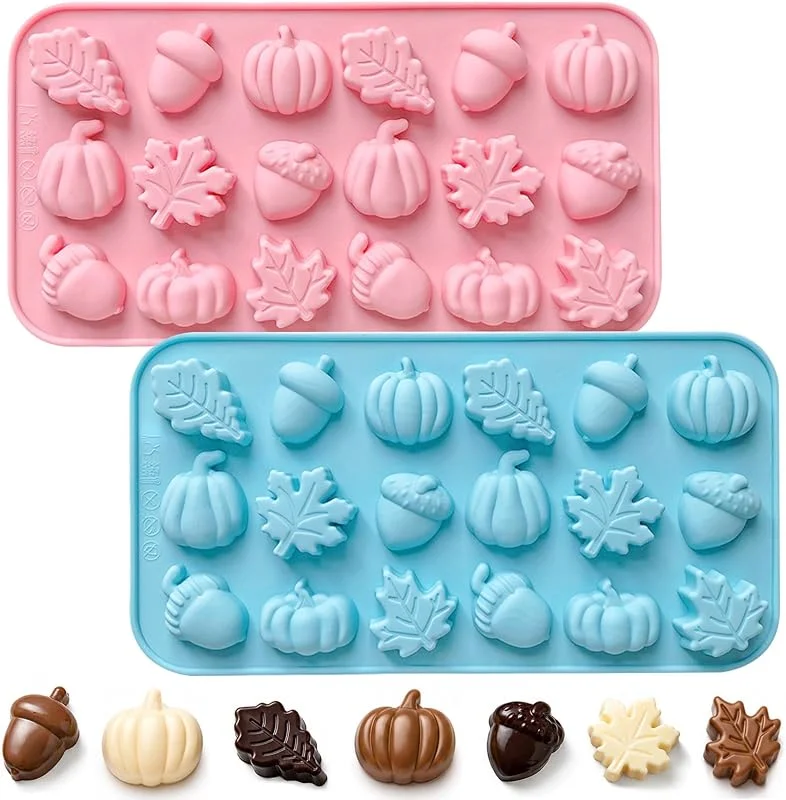 XULIDEONG Moldes de Silicona para Otoño, 2 Piezas Molde Calabaza Silicona, Molde de Chocolate para DIY Decoracion Tarta, Caramelos, Halloween — Hogar y cocina