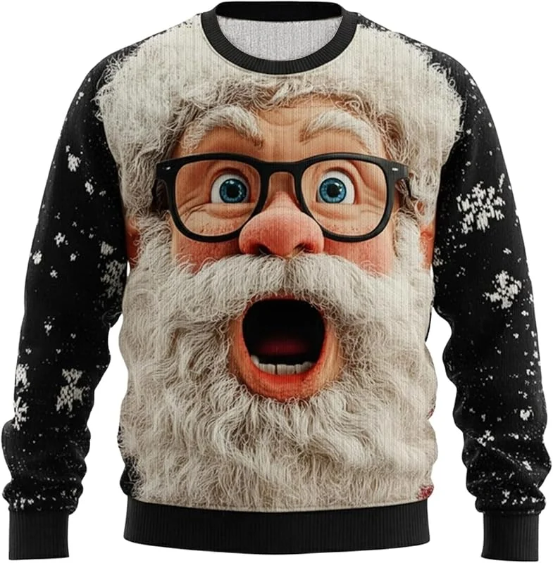 Genérico Jersey de Navidad para Hombre, suéter de Navidad, Divertido, Novedad, Papá Noel, Fiesta, Feo, Navidad, Jersey de Punto para Hombre, Divertido suéter de Punto con Reno Puro, Conjunto Familiar — Ropa Navidad